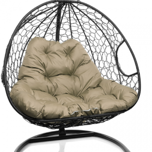 Подвесное кресло с ротангом ''Для Двоих'' Чёрное